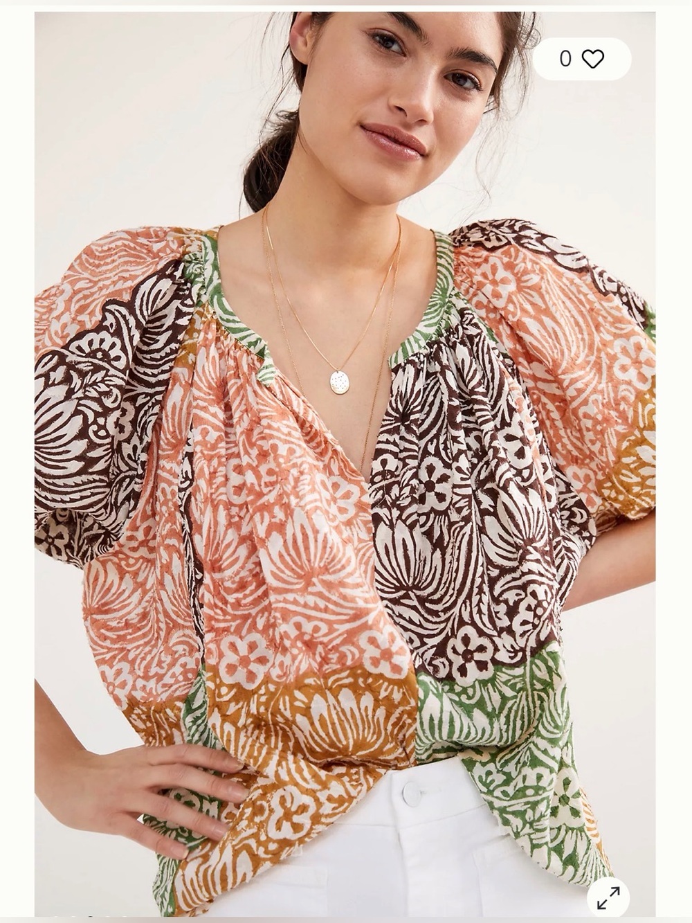 Anthropologie Roller Rabbit Aegean Abstract Blouse Size XS